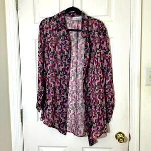 NWOT Multicolored Button Down Sheer Shirt Size 4